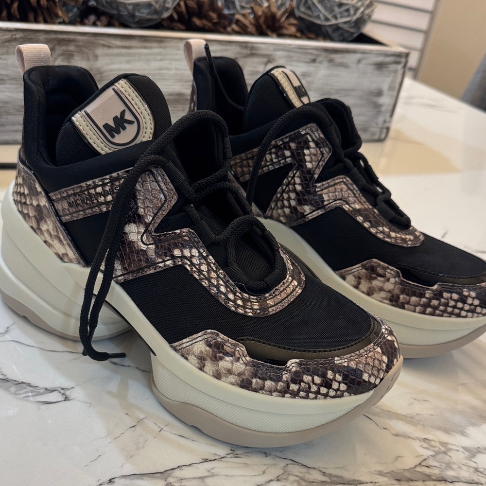 Michael Kors Black and Brown Patterned Sneakers